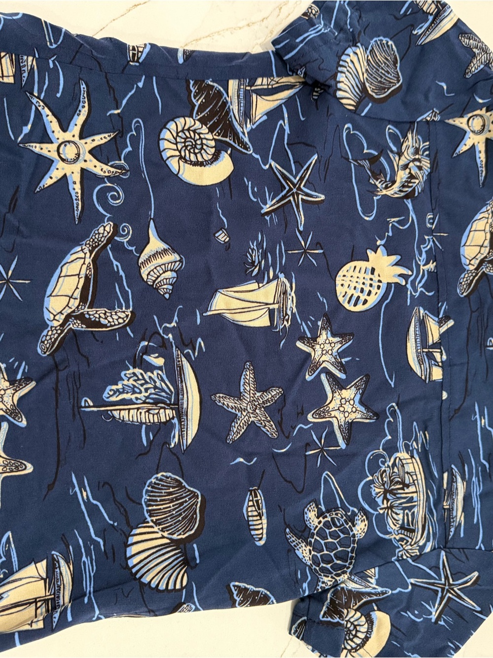 Tommy Bahama Navy Blue Tropical Nautical Print Button-Down Shirt - Picture 4 of 4
